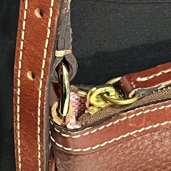 DOONEY & BOURKE Brown Pebble Leather Crossbody Bag - Picture 10 of 16